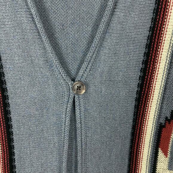 NWOT CHAPS Ralph Lauren Cardigan Sweater Vest 2X Aztec Open Blue Sleeveless 2Pkt - Picture 6 of 12